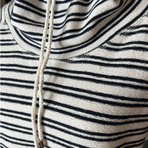 Tommy Hilfiger Cowlneck Pullover Top with Black and White Stripes Size Medium - Picture 2 of 5